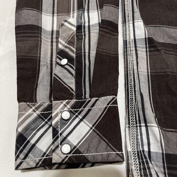 Western Shirts Lot Of 2 Men’s XL Double S Pearl Snap Striped & BKE Black Plaid - Picture 3 of 16